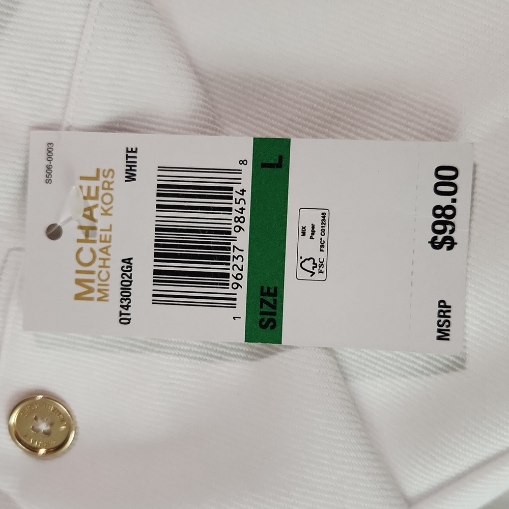 NWT MICHAEL Michael Kors White Skinny Ankle Pull-On Pants  Large - Picture 5 of 7